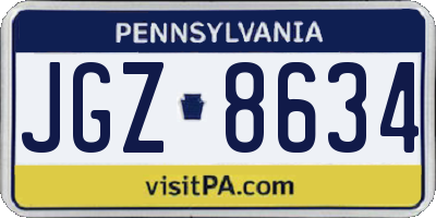 PA license plate JGZ8634
