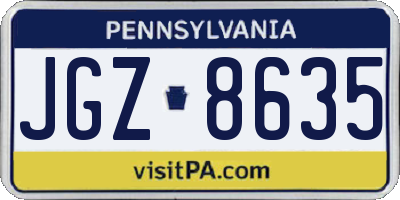 PA license plate JGZ8635