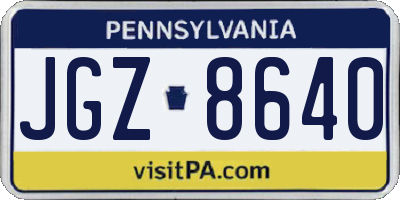 PA license plate JGZ8640