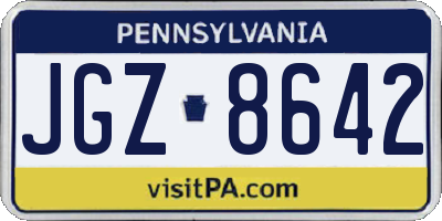 PA license plate JGZ8642
