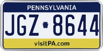 PA license plate JGZ8644