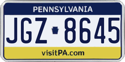 PA license plate JGZ8645