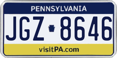 PA license plate JGZ8646