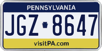 PA license plate JGZ8647