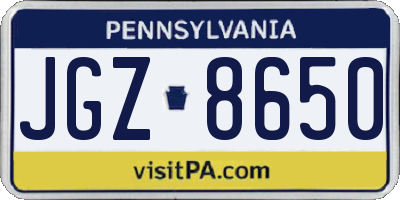 PA license plate JGZ8650
