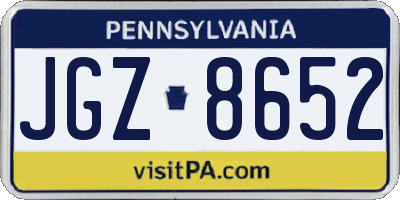 PA license plate JGZ8652