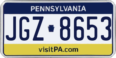 PA license plate JGZ8653