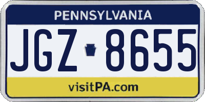 PA license plate JGZ8655