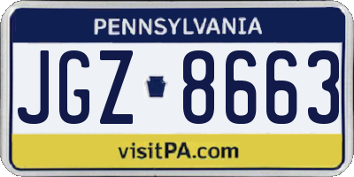 PA license plate JGZ8663