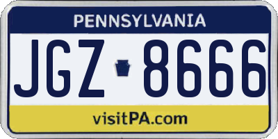 PA license plate JGZ8666
