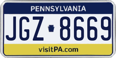PA license plate JGZ8669
