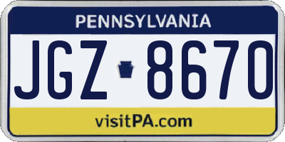PA license plate JGZ8670