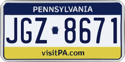 PA license plate JGZ8671