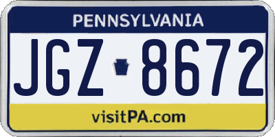 PA license plate JGZ8672