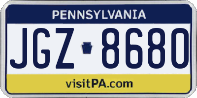 PA license plate JGZ8680
