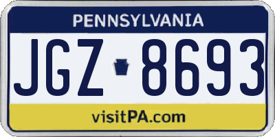PA license plate JGZ8693