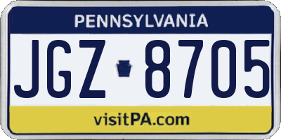 PA license plate JGZ8705