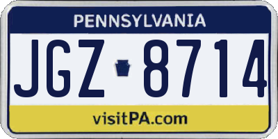 PA license plate JGZ8714