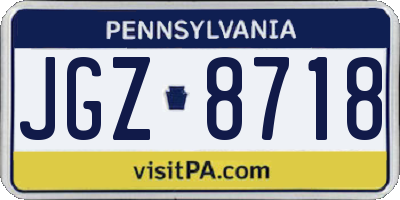 PA license plate JGZ8718