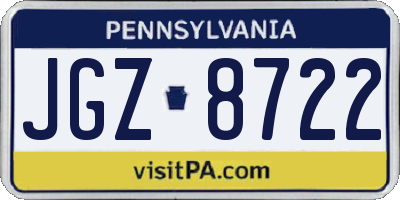 PA license plate JGZ8722