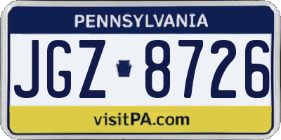 PA license plate JGZ8726