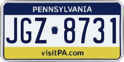 PA license plate JGZ8731