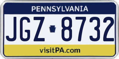 PA license plate JGZ8732
