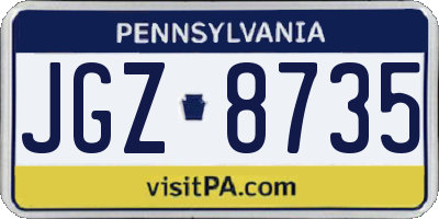 PA license plate JGZ8735