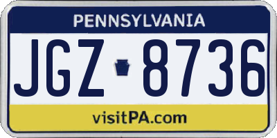 PA license plate JGZ8736