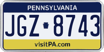 PA license plate JGZ8743