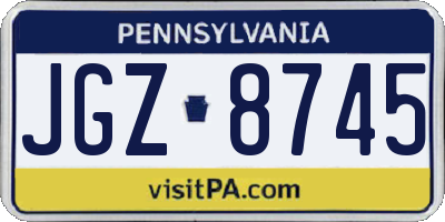 PA license plate JGZ8745