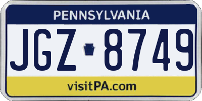 PA license plate JGZ8749