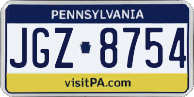 PA license plate JGZ8754