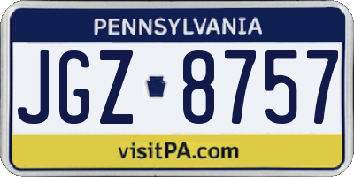 PA license plate JGZ8757