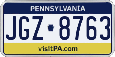 PA license plate JGZ8763