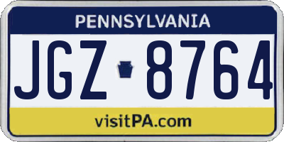 PA license plate JGZ8764