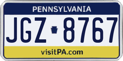 PA license plate JGZ8767