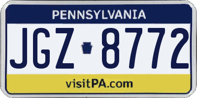 PA license plate JGZ8772