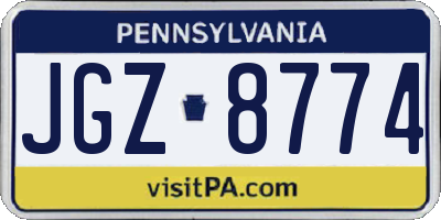 PA license plate JGZ8774