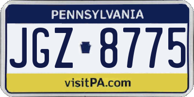 PA license plate JGZ8775