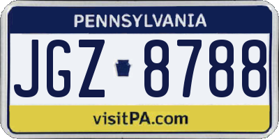 PA license plate JGZ8788
