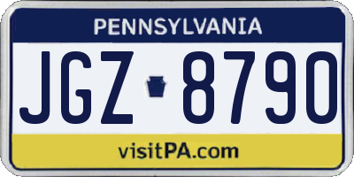 PA license plate JGZ8790