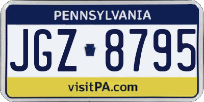 PA license plate JGZ8795