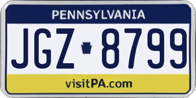 PA license plate JGZ8799