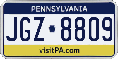 PA license plate JGZ8809