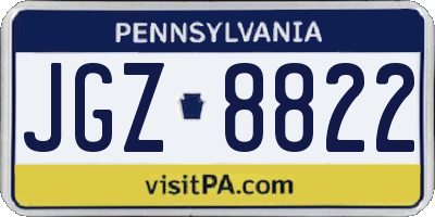 PA license plate JGZ8822