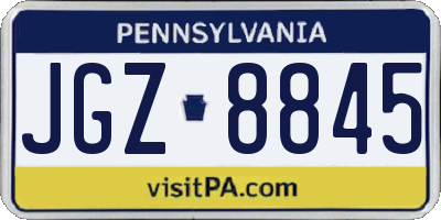 PA license plate JGZ8845