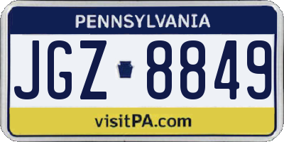 PA license plate JGZ8849