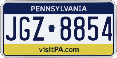 PA license plate JGZ8854