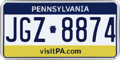 PA license plate JGZ8874